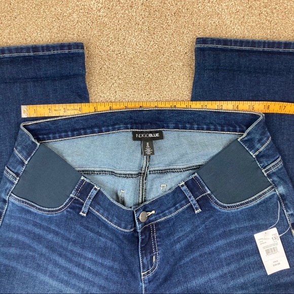 Indigo Blue Side Panel Crop Maternity Jeans NWT Z - Picture 8 of 16